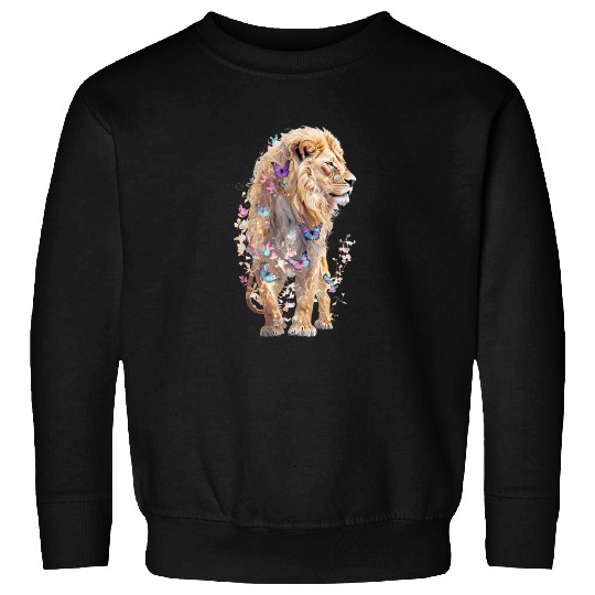 Majestic Lion and Butterflies Sweatshirts