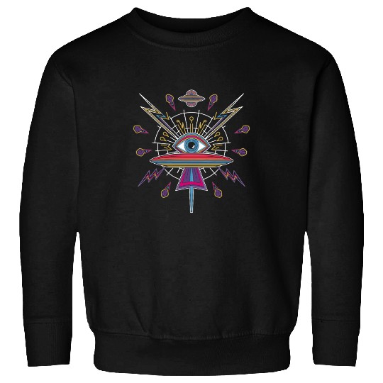 Psychedelic UFO Eye with Cosmic Lightning and Sweatshirts