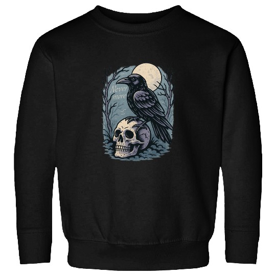 Nevermore Raven Skull Gothic Poe Poetry Sweatshirts