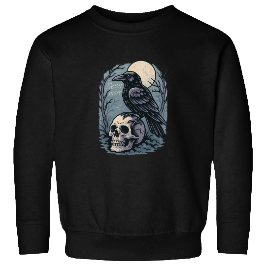 Nevermore Raven Skull Gothic Poe Poetry Sweatshirts