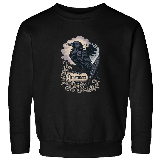 Baroque Raven Nevermore Scroll Poe Poetry Sweatshirts