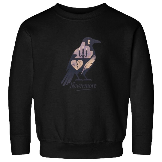 Raven Silhouette Surreal Collage Poe Nevermore Sweatshirts