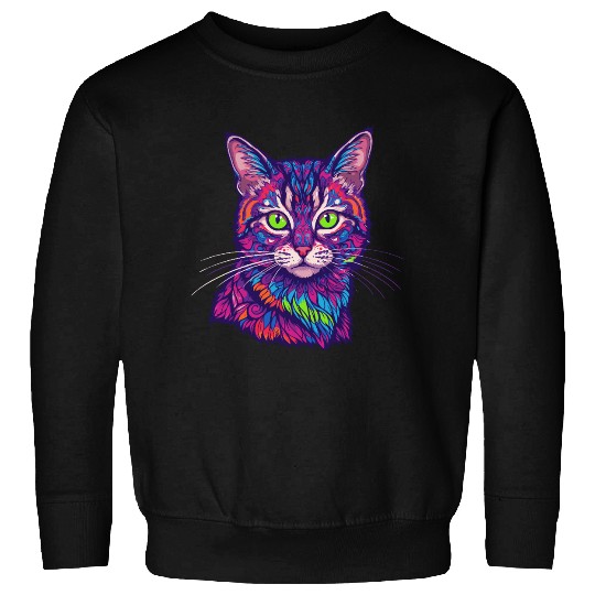 psychedelic cat illustration Sweatshirts