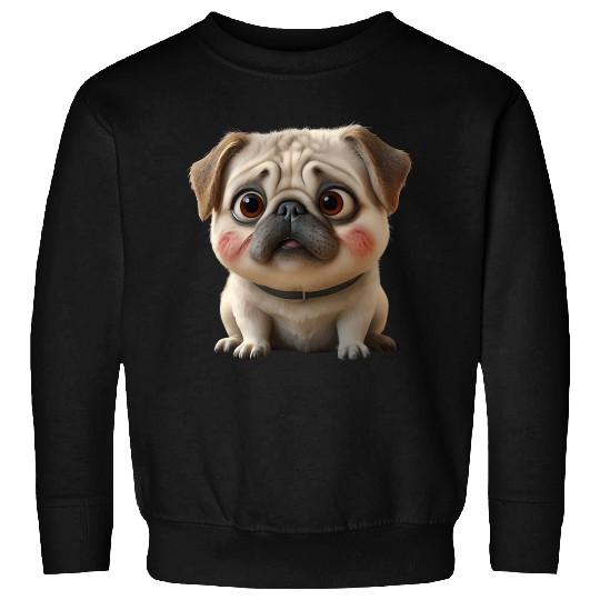 3D Rendered Chubby Pug Sitting Sweatshirts