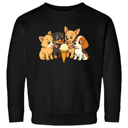Adorable Puppies Enjoying Ice Cream Sweatshirts