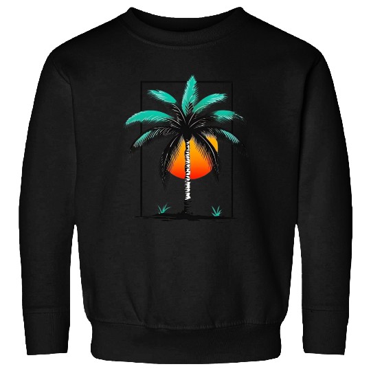 Grayscale Line Drawing Of A Central palm tree Sweatshirts