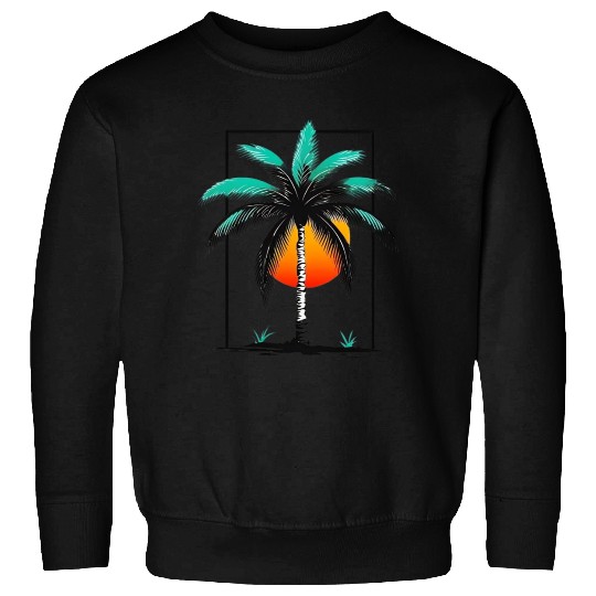 Grayscale Line Drawing Of A Central palm tree Sweatshirts