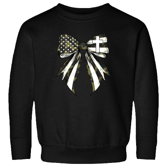Coquette Bow Cross Faith Camouflage US Flag Pride Sweatshirts