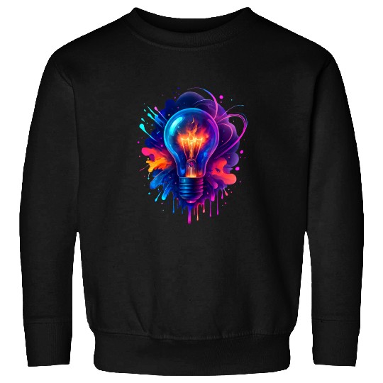 Creative Light Bulb with Neon Splash Sweatshirts