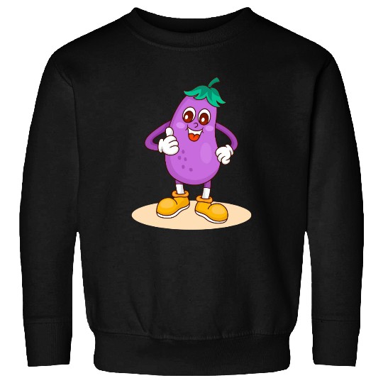 Animated Eggplant Character Design Sweatshirts