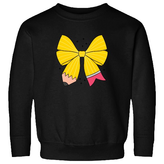 Retro Pencil Coquette Bow Teacher Sweatshirts