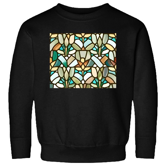 Abstract Floral Stained Glass Pattern - Art Deco Sweatshirts