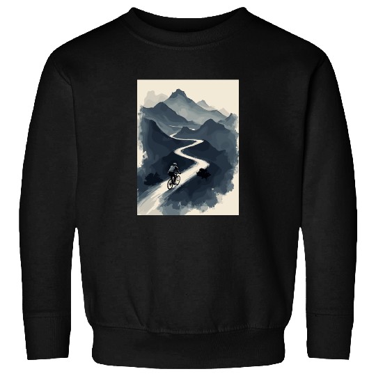 Mountain Adventure Cyclist Journey Through Serene Sweatshirts