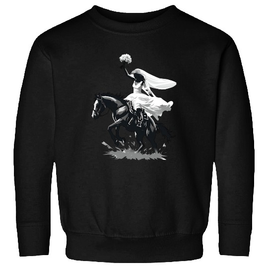 Western Cowgirl Bride on Bucking Horse – Grayscale Sweatshirts