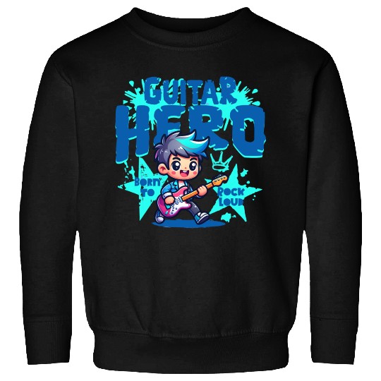 Guitar Hero Kid – Cute Rock Star Cartoon Sweatshirts | Bor