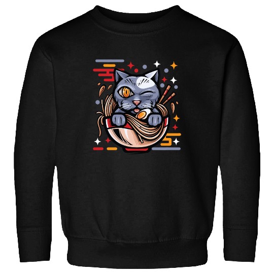 Cat Ramen Japanese Funny Japanese Kawaii Black Cat Sweatshirts