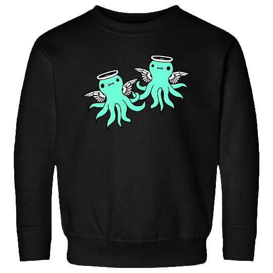 2 octopus angel team two friends wings halo flying Sweatshirts