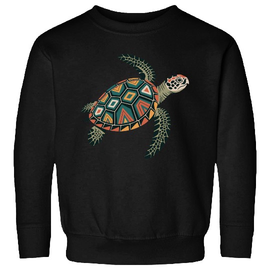 Sea Turtle Geometric Pattern Shell Sweatshirts