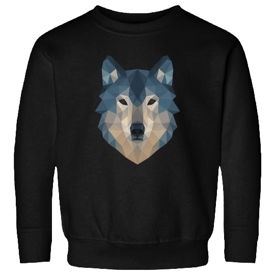 Geometric Wolf Face – Bold Abstract Wild Animal Ar Sweatshirts