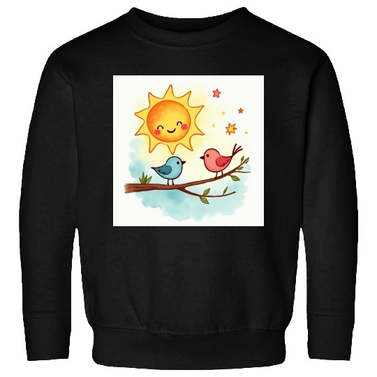 Cheerful Sun and Heart Illustration Sweatshirts