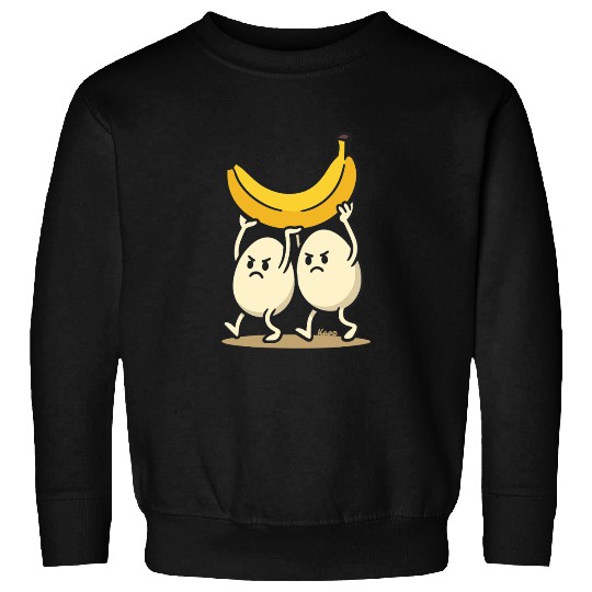 Angry Eggs Carrying Banana – Cartoon Fun Sweatshirts