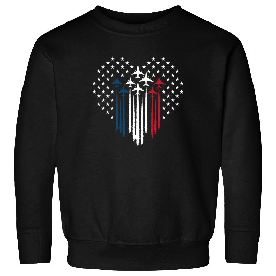 Fighter Jet Airplane USA Flag Heart Sweatshirts
