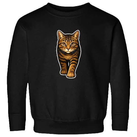 Realistic Tabby Cat – Walking Cat Illustration for Sweatshirts