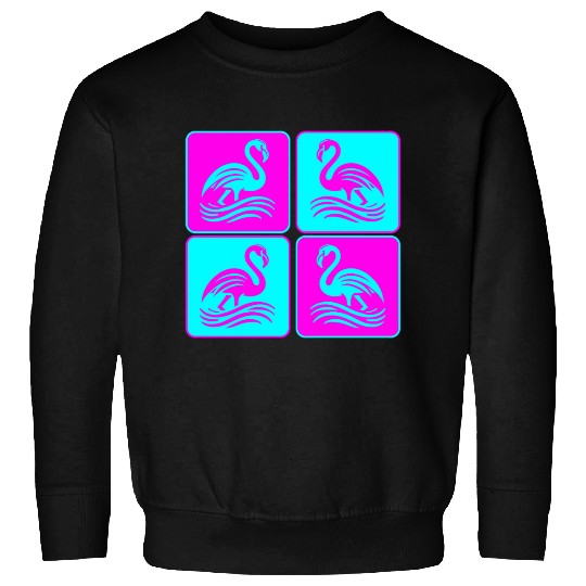 Flamingo Waves Pop Art Sweatshirts