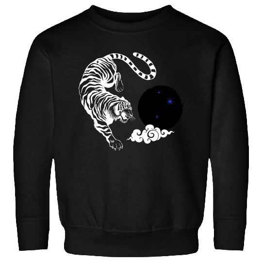 Celestial Pounce: Cosmic Tiger in the Night Sweatshirts