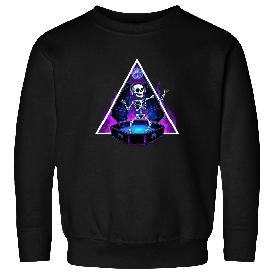 Neon Dancing Skeleton in Coffin Sweatshirts