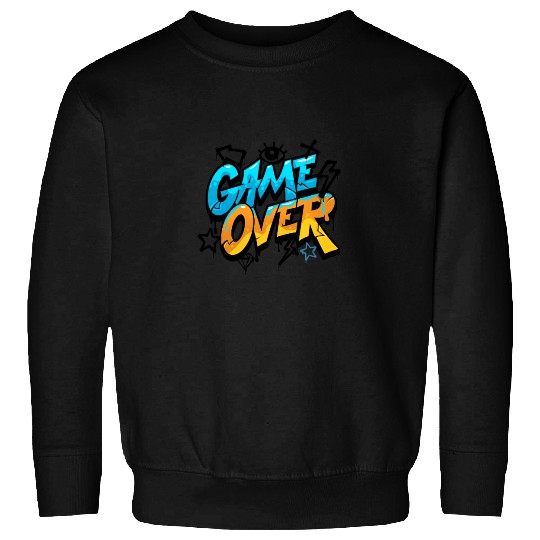 Blue and Yellow Graffiti Game Over Sweatshirts 2025