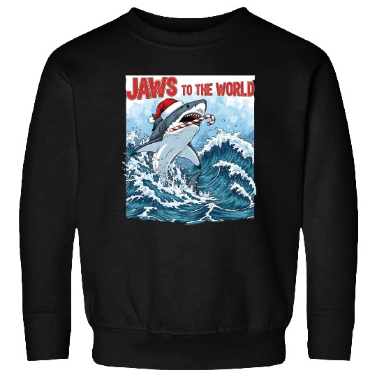 Jaws to the World – Christmastime Shark Attack Sweatshirts