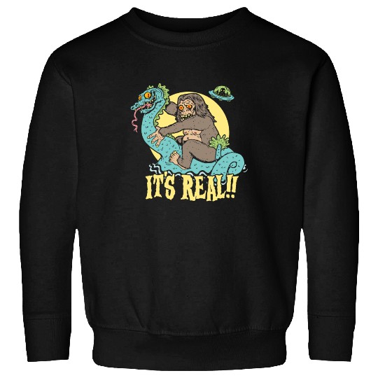 Bigfoot Rides Nessie UFO Cryptid Monster Mayhem Sweatshirts