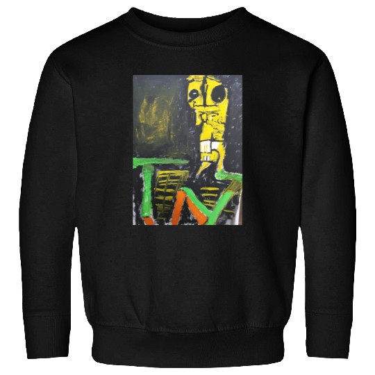 Abstract Yellow Figure with LUV Text Sweatshirts
