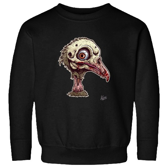 Zombie Ostrich Head Creepy Undead Bird Art Sweatshirts