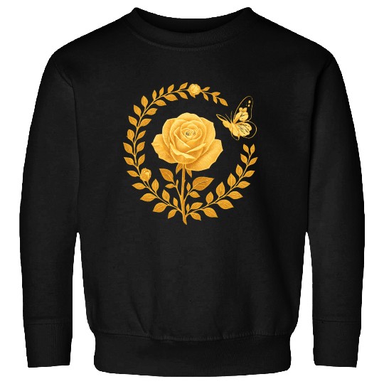 Golden Rose with Butterfly Frame Sweatshirts