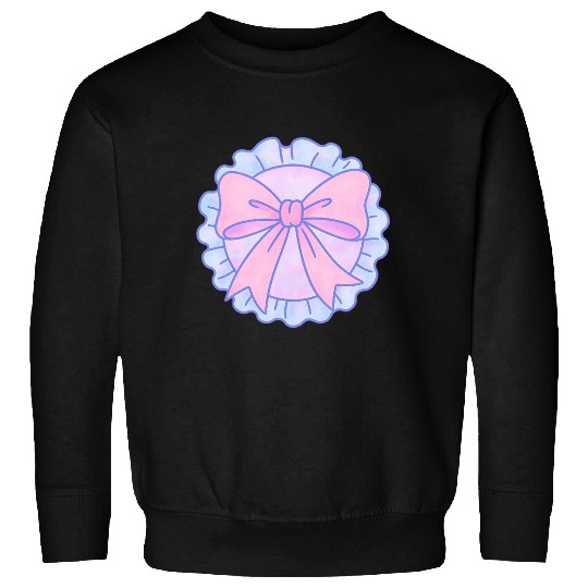 Pastel Bow Ruffle Badge Design Sweatshirts