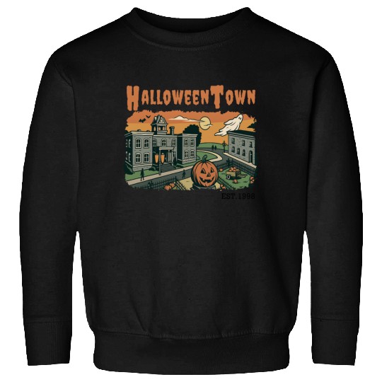 Halloweentown Spooky Sunset Scene – Vintage Hallow Sweatshirts