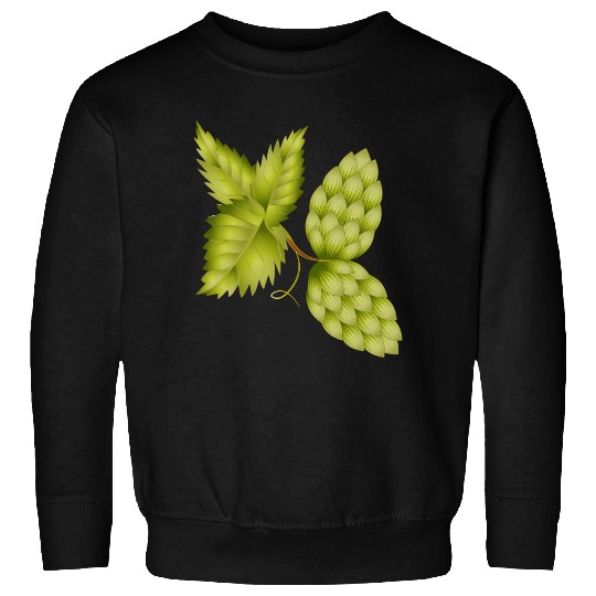 Hops and Hop Leaf – Natural Beer Motif Sweatshirts