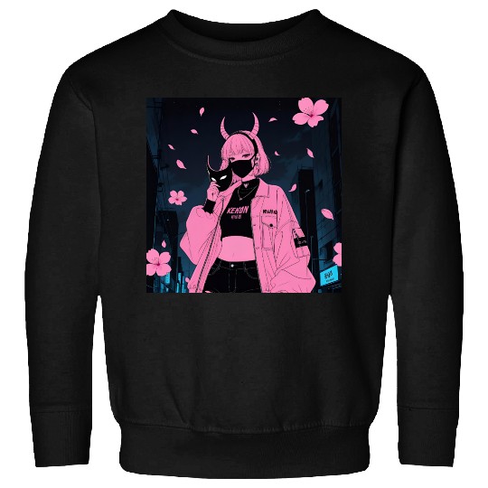 Neon Sakura Night Streetwear Design Sweatshirts