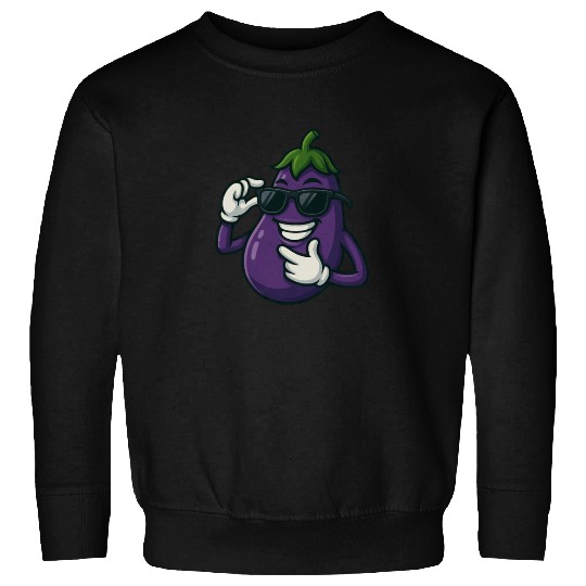 Cool eggplant vegetable design with sunglasses car Sweatshirts
