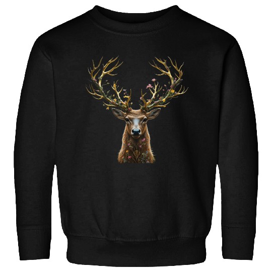 Enchanted Forest Deer Illustration Sweatshirts
