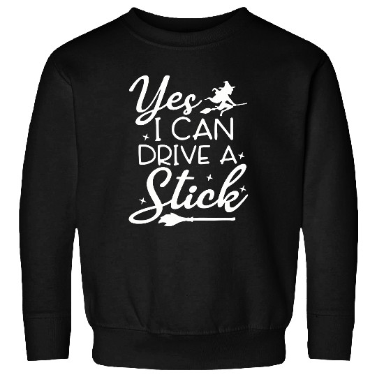 Whimsical Witch Riding Stick Figure Design Sweatshirts