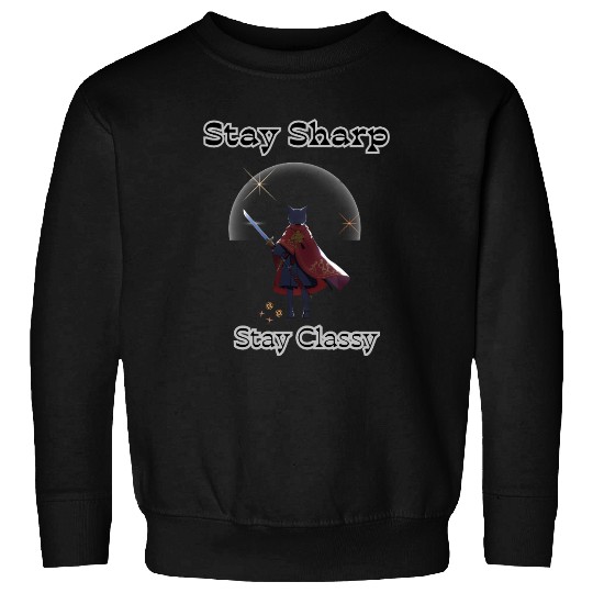 Elegant Cat Warrior with Sword Illustration Sweatshirts