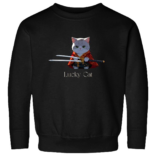 Mythic Warrior Cat with Swords Sweatshirts