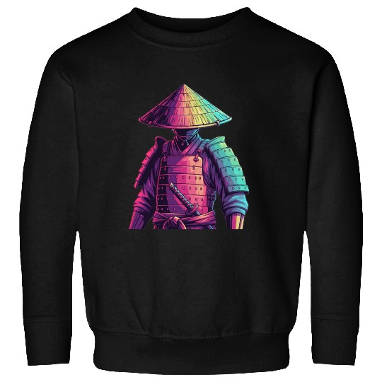 Neon Samurai Warrior Illustration Sweatshirts