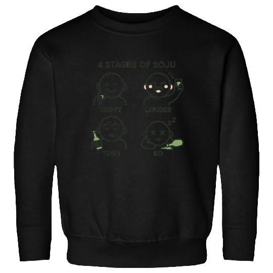 4 Stages of Soju – Funny Korean Drinking Sweatshirts