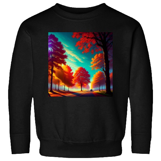 Vivid Autumn Tree Landscape Sweatshirts