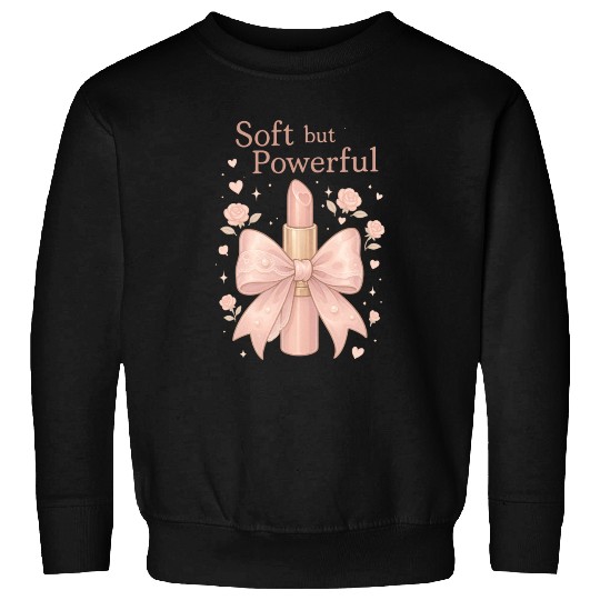 Empowering Lipstick with Soft Pink Bow Sweatshirts