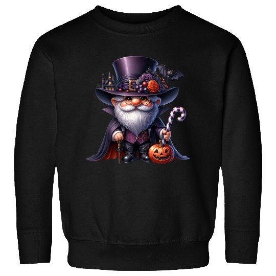Elegant Halloween Gnome – Top Hat, Pumpkin & Candy Sweatshirts